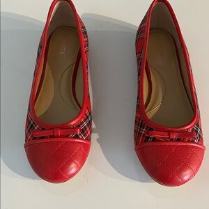 Talbots Red and Black Plaid Flats with Bow